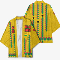 Guinea Bissau Kimono with Yellow Tribal Geometric Design and National Flag - Wonder Print Shop