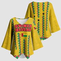 Guinea Bissau Kimono Sleeve Blouse with Yellow Tribal Geometric Design and National Flag - Wonder Print Shop