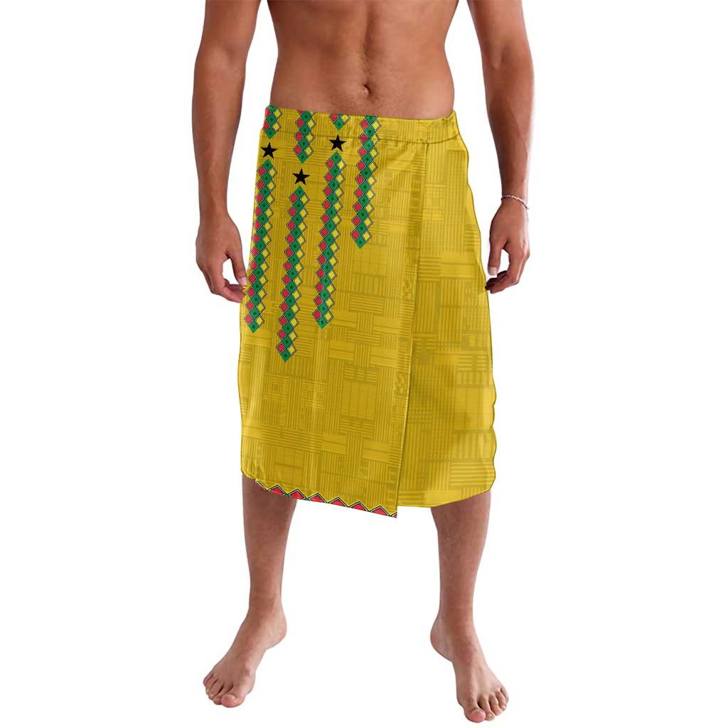 Guinea Bissau Lavalava with Yellow Tribal Geometric Design and National Flag - Wonder Print Shop