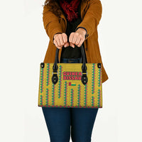 Guinea Bissau Leather Bag with Yellow Tribal Geometric Design and National Flag - Wonder Print Shop