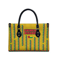 Guinea Bissau Leather Bag with Yellow Tribal Geometric Design and National Flag - Wonder Print Shop