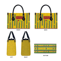 Guinea Bissau Leather Bag with Yellow Tribal Geometric Design and National Flag - Wonder Print Shop