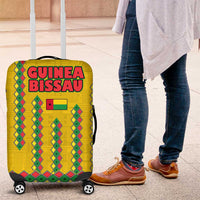 Guinea Bissau Luggage Cover with Yellow Tribal Geometric Design and National Flag - Wonder Print Shop
