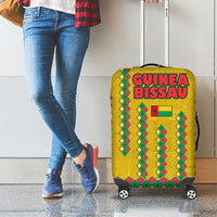 Guinea Bissau Luggage Cover with Yellow Tribal Geometric Design and National Flag - Wonder Print Shop