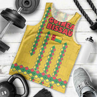 Guinea Bissau Men Tank Top with Yellow Tribal Geometric Design and National Flag - Wonder Print Shop