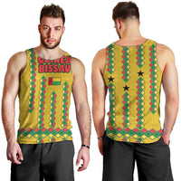 Guinea Bissau Men Tank Top with Yellow Tribal Geometric Design and National Flag - Wonder Print Shop