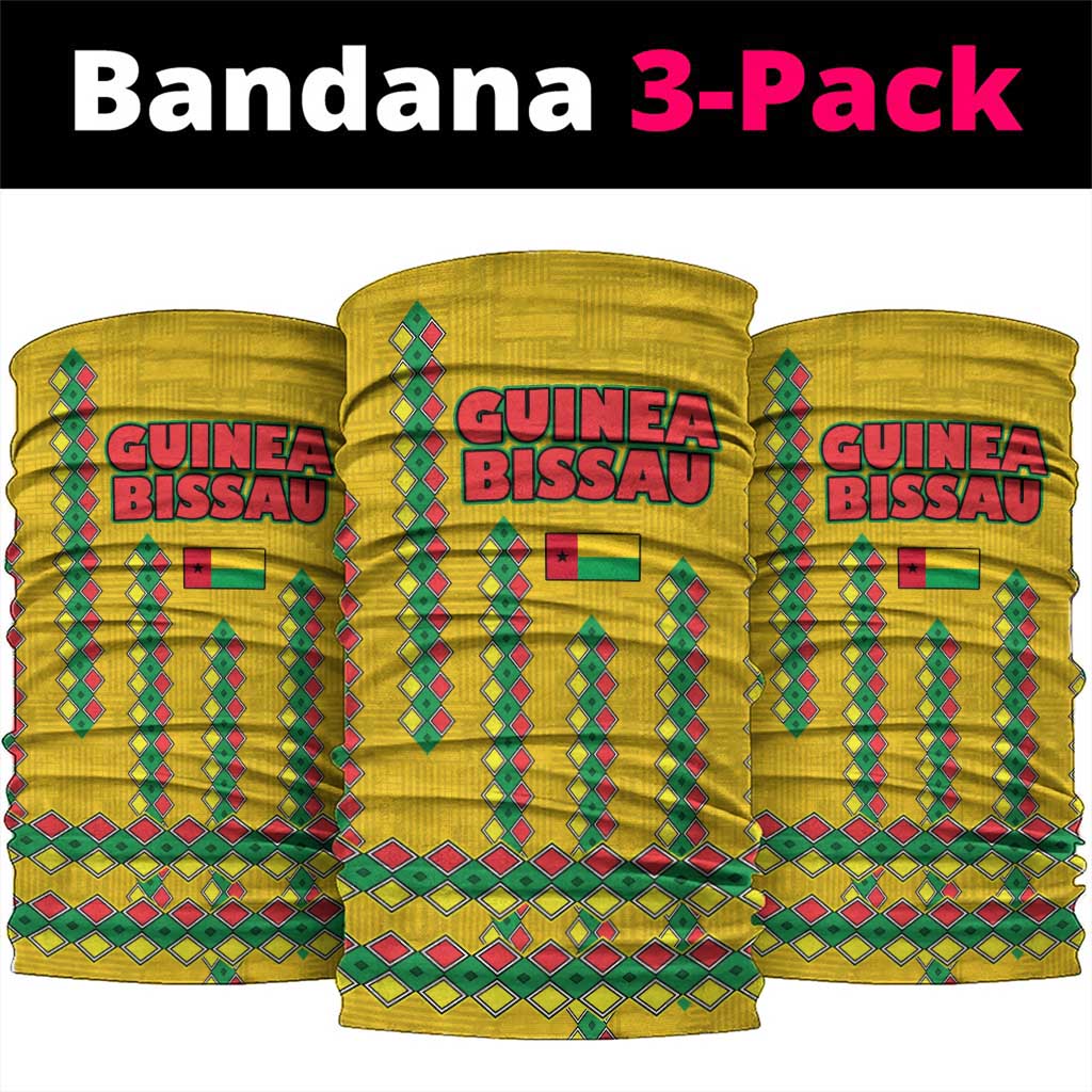 Guinea Bissau Neck Gaiter with Yellow Tribal Geometric Design and National Flag TS04