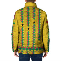 Guinea Bissau Padded Jacket with Yellow Tribal Geometric Design and National Flag - Wonder Print Shop