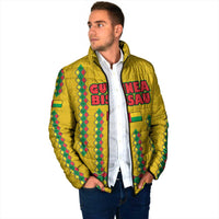 Guinea Bissau Padded Jacket with Yellow Tribal Geometric Design and National Flag - Wonder Print Shop