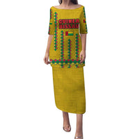 Guinea Bissau Puletasi with Yellow Tribal Geometric Design and National Flag - Wonder Print Shop