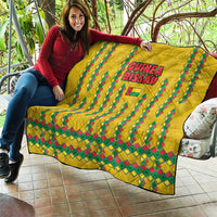Guinea Bissau Quilt with Yellow Tribal Geometric Design and National Flag - Wonder Print Shop