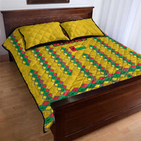 Guinea Bissau Quilt Bed Set with Yellow Tribal Geometric Design and National Flag - Wonder Print Shop