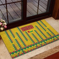 Guinea Bissau Rubber Doormat with Yellow Tribal Geometric Design and National Flag - Wonder Print Shop