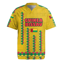 Guinea Bissau Rugby Jersey with Yellow Tribal Geometric Design and National Flag - Wonder Print Shop