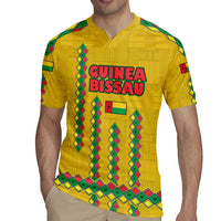 Guinea Bissau Rugby Jersey with Yellow Tribal Geometric Design and National Flag - Wonder Print Shop