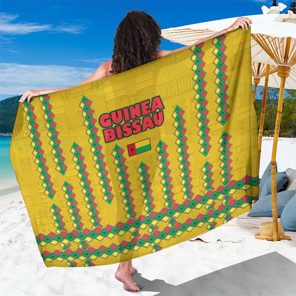 Guinea Bissau Sarong with Yellow Tribal Geometric Design and National Flag - Wonder Print Shop
