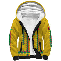Guinea Bissau Sherpa Hoodie with Yellow Tribal Geometric Design and National Flag - Wonder Print Shop