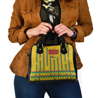 Guinea Bissau Shoulder Handbag with Yellow Tribal Geometric Design and National Flag - Wonder Print Shop