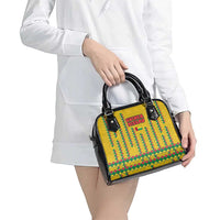 Guinea Bissau Shoulder Handbag with Yellow Tribal Geometric Design and National Flag - Wonder Print Shop