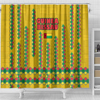 Guinea Bissau Shower Curtain with Yellow Tribal Geometric Design and National Flag - Wonder Print Shop