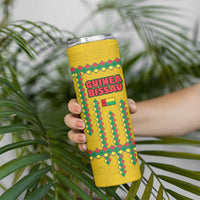 Guinea Bissau Skinny Tumbler with Yellow Tribal Geometric Design and National Flag - Wonder Print Shop