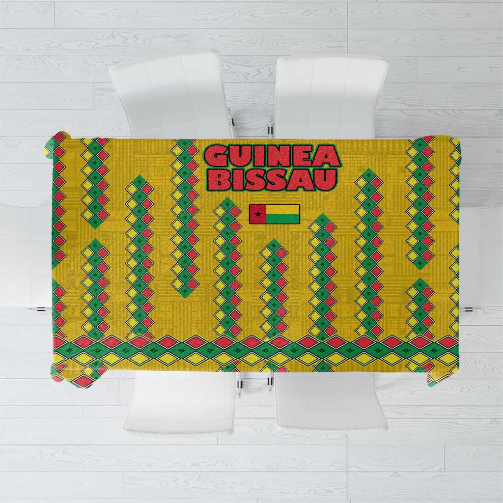 Guinea Bissau Tablecloth with Yellow Tribal Geometric Design and National Flag - Wonder Print Shop