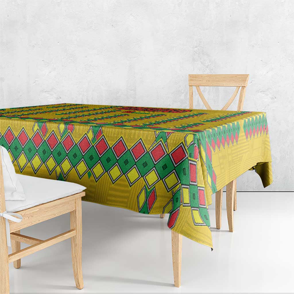 Guinea Bissau Tablecloth with Yellow Tribal Geometric Design and National Flag - Wonder Print Shop