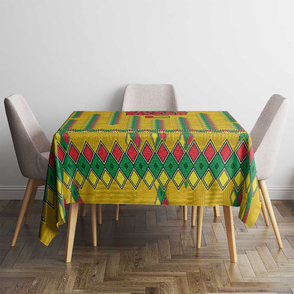 Guinea Bissau Tablecloth with Yellow Tribal Geometric Design and National Flag - Wonder Print Shop