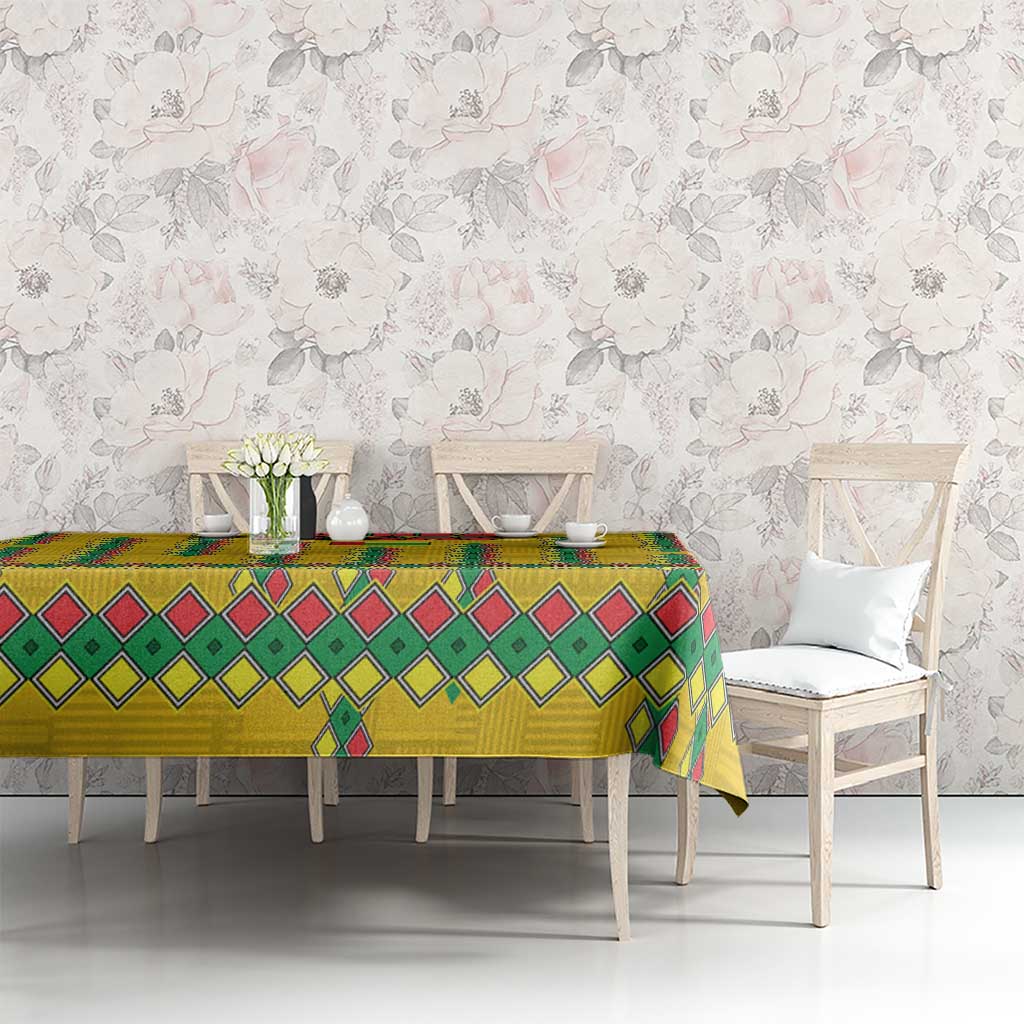 Guinea Bissau Tablecloth with Yellow Tribal Geometric Design and National Flag - Wonder Print Shop