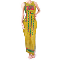 Guinea Bissau Tank Maxi Dress with Yellow Tribal Geometric Design and National Flag - Wonder Print Shop
