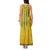 Guinea Bissau Tank Maxi Dress with Yellow Tribal Geometric Design and National Flag - Wonder Print Shop