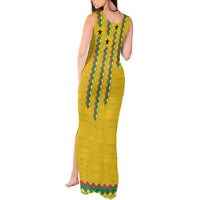Guinea Bissau Tank Maxi Dress with Yellow Tribal Geometric Design and National Flag - Wonder Print Shop