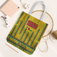Guinea Bissau Tote Bag with Yellow Tribal Geometric Design and National Flag - Wonder Print Shop