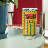 Guinea Bissau Tumbler Cup with Yellow Tribal Geometric Design and National Flag - Wonder Print Shop