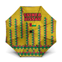 Guinea Bissau Umbrella with Yellow Tribal Geometric Design and National Flag - Wonder Print Shop