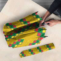 Guinea Bissau Umbrella with Yellow Tribal Geometric Design and National Flag - Wonder Print Shop
