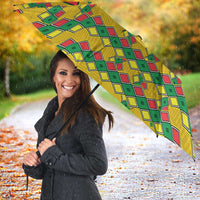 Guinea Bissau Umbrella with Yellow Tribal Geometric Design and National Flag - Wonder Print Shop