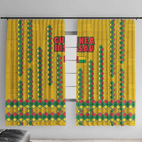 Guinea Bissau Window Curtain with Yellow Tribal Geometric Design and National Flag - Wonder Print Shop