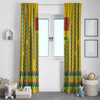 Guinea Bissau Window Curtain with Yellow Tribal Geometric Design and National Flag - Wonder Print Shop
