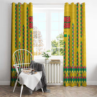 Guinea Bissau Window Curtain with Yellow Tribal Geometric Design and National Flag - Wonder Print Shop