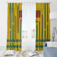 Guinea Bissau Window Curtain with Yellow Tribal Geometric Design and National Flag - Wonder Print Shop