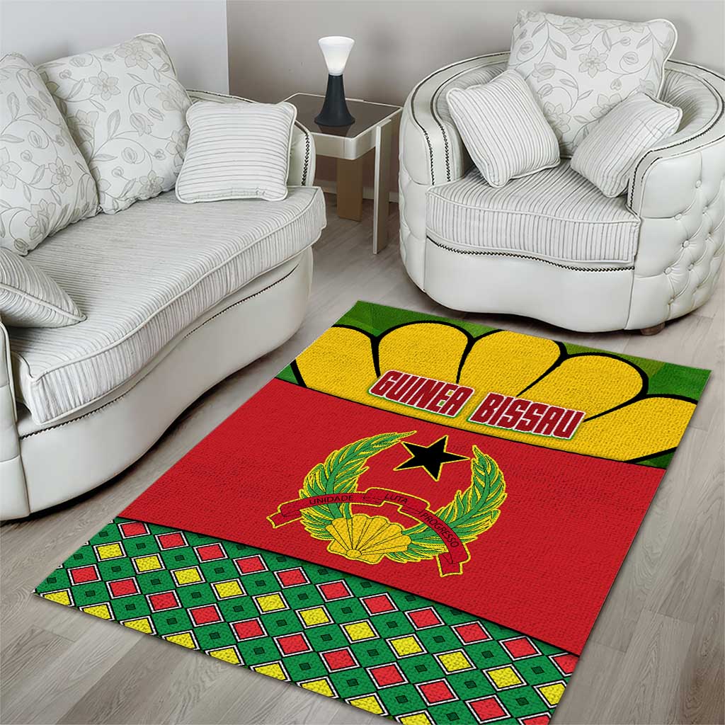 Guinea Bissau Area Rug with Red Yellow Green Geometric Design - Wonder Print Shop