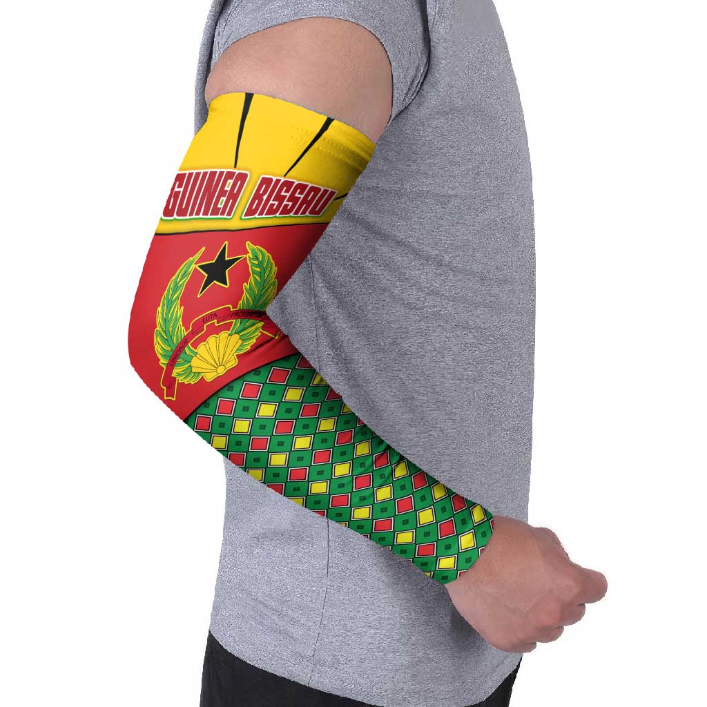 Guinea Bissau Arm Sleeves with Red Yellow Green Geometric Design - Wonder Print Shop