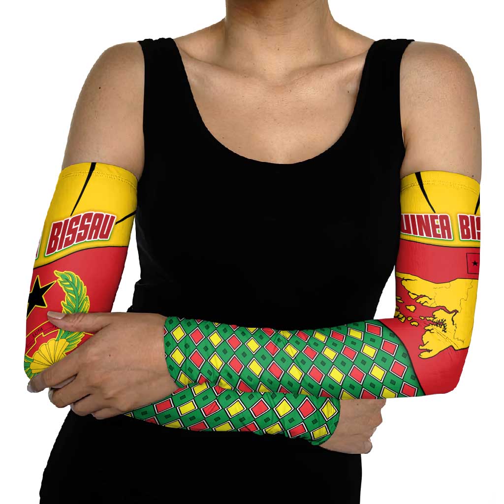 Guinea Bissau Arm Sleeves with Red Yellow Green Geometric Design - Wonder Print Shop