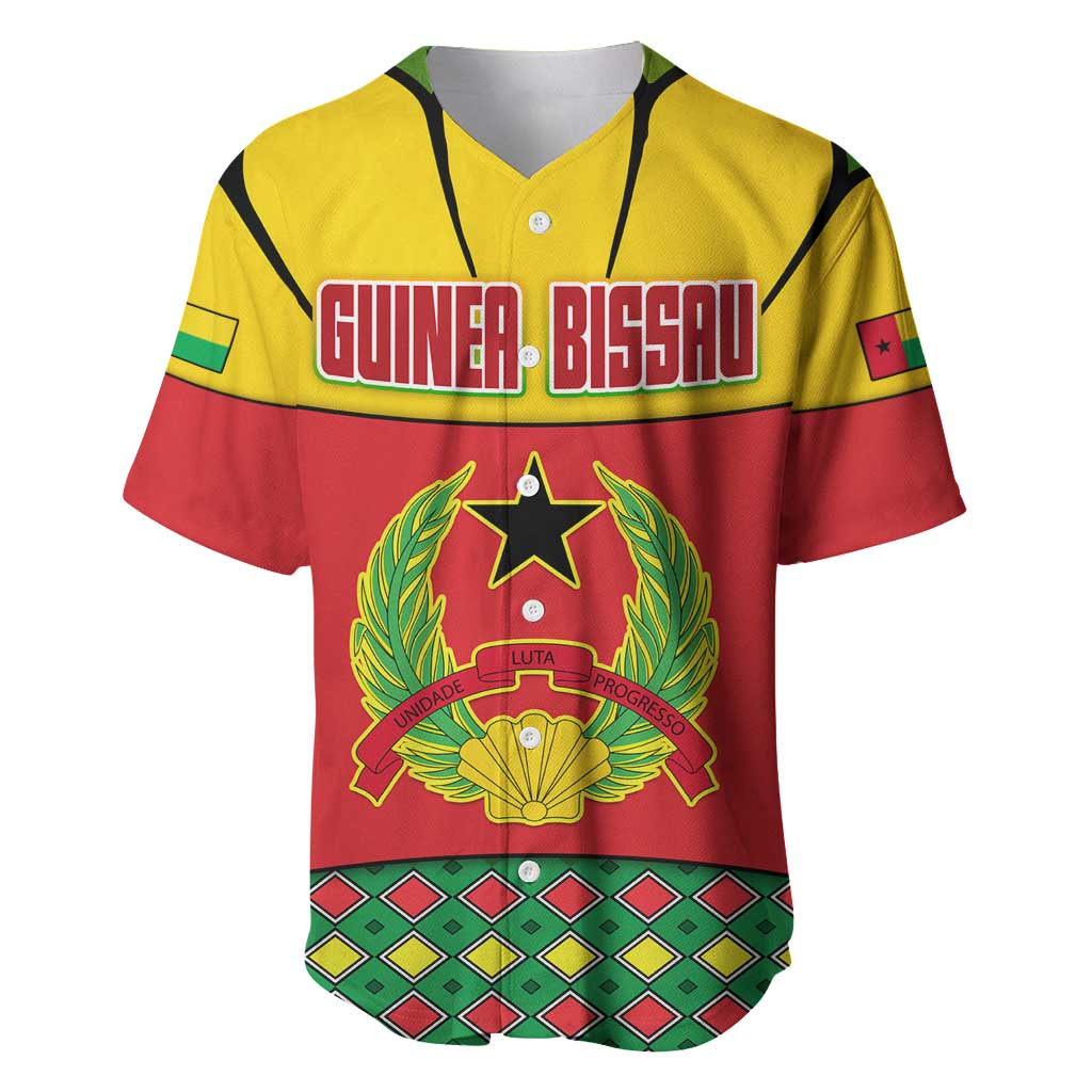 Guinea Bissau Baseball Jersey with Red Yellow Green Geometric Design - Wonder Print Shop