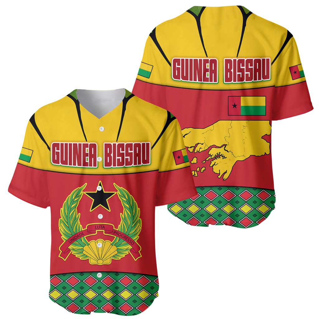 Guinea Bissau Baseball Jersey with Red Yellow Green Geometric Design - Wonder Print Shop
