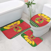 Guinea Bissau Bathroom Set with Red Yellow Green Geometric Design - Wonder Print Shop