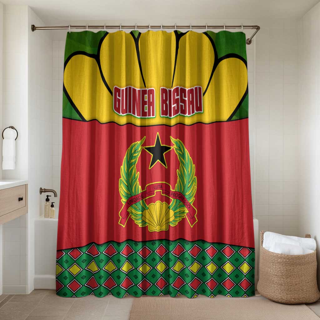 Guinea Bissau Bathroom Set with Red Yellow Green Geometric Design - Wonder Print Shop