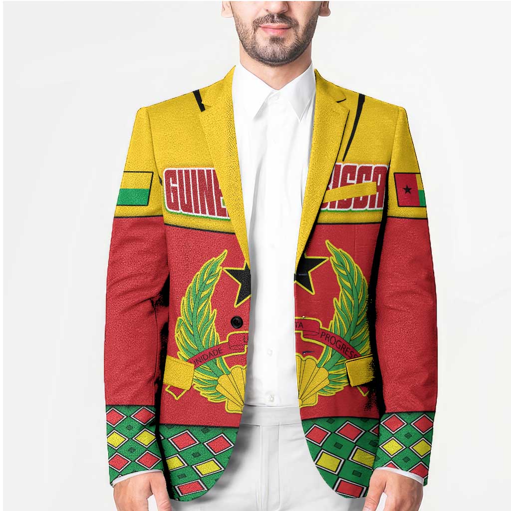 Guinea Bissau Blazer with Red Yellow Green Geometric Design - Wonder Print Shop