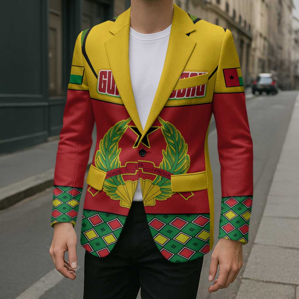 Guinea Bissau Blazer with Red Yellow Green Geometric Design - Wonder Print Shop